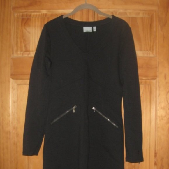 Athelta Black Long Sleeve Dress with Two Front Zip Pockets - Picture 1 of 4